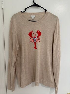 J.Crew Factory 2X Lobster Sweater Embroidered Nautical Coastal Americana Preppy